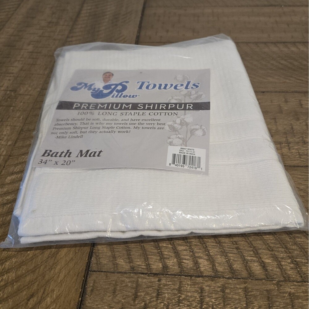 My Pillow Oversized Bath Mat 34" x 20" 100% Cotton USA - White